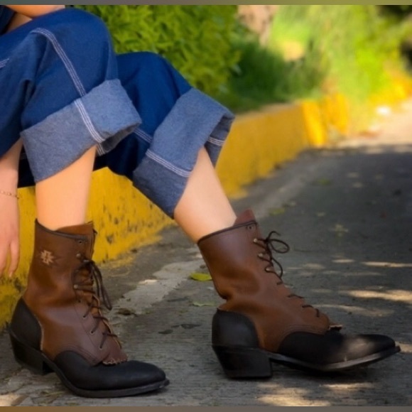 Vintage Abilene Western Lace Up Kiltie Boots - Picture 2 of 15